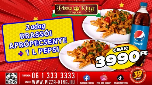 Pizza King 11 - 2 adag brassói +1l pepsi - Szuper ajánlat - Online rendelés